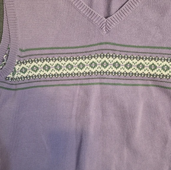 Vintage Old Navy Lavender Knit Sweater Vest Argyle Print Womens Xl Cottagecore - Picture 5 of 6